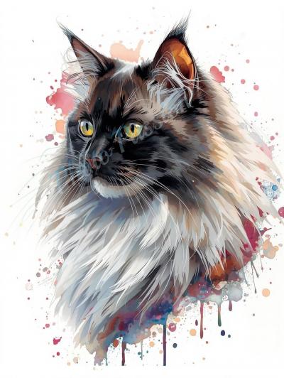 A4 Chat Noir White Digital Art Poster Home Decor 2314