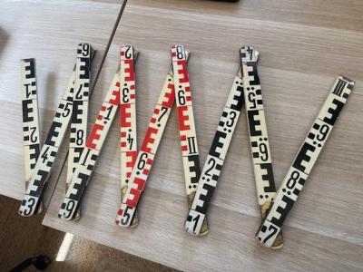 Ancienne R�gle pliante en bois de g�ometre 3m