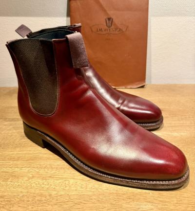 CHAUSSURES JM WESTON VINTAGE BOOTS �LASTIQUES LE CAMBRE CUIR BORDEAUX 8,5 D 42,5