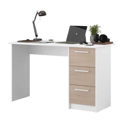 Bureau ESSENTIEL PARISOT 3 tiroirs   D�cor chene et blanc   L 121,2 x P 55 x H