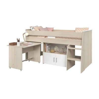 Lit combin� enfant ZOLA 90x200 cm   2 portes   Avec bureau   D�cor acacia clair