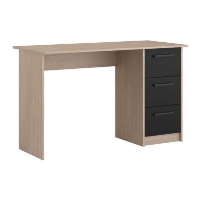 PARISOT Bureau droit 3 tiroirs   D�cor chene Brooklyn   L 121,4 x P 55 x H 74.5