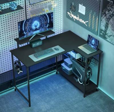 Bureau gaming angle r�versible noir PC gamer �tag�res rangement solide