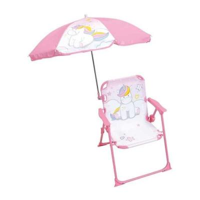 FUN HOUSE Licorne Chaise pliante camping avec parasol   H.38.5 xl.38.5 x P.37.5
