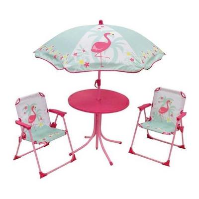 FUN HOUSE 713088 FLAMANT ROSE Salon de jardin avec une table, 2 chaises pliables