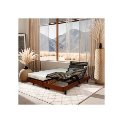 Ensemble relaxation Matelas   Sommier 2x80x200cm MERIDA   Cerisier   14 cm