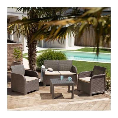 Salon de jardin en imitation resine tressee ALLIBERT avec table basse   4