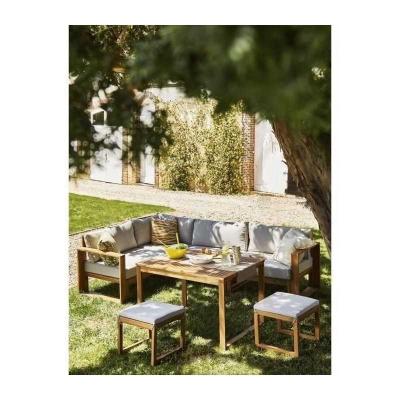 Salon de jardin en bois dAcacia FSC avec coussins   housse de protection   7