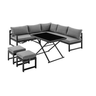 Salon de jardin avec structure en aluminium avec coussins   7 personnes   Hipu