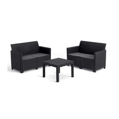 Salon de jardin modulable en r�sine imitation rotin tress�   Noir   KETER   4