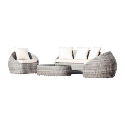 Salon bas de jardin   Gris   R�sine tress�e demi ronde luxe   DCB GARDEN   5