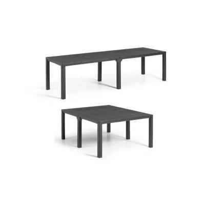 Table de jardin   rectangulaire   gris graphite   en r�sine finition bois   8 a