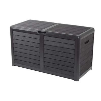 EDA Coffre de jardin BAYA en Plastique 420 litres   D�cor imitation bois   Gris