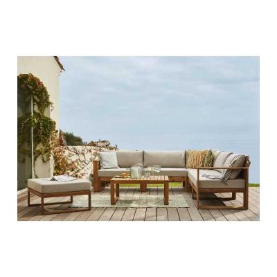 BOCARNEA Salon de jardin LEVATA en bois dacacia FSC   6 personnes avec ottoman