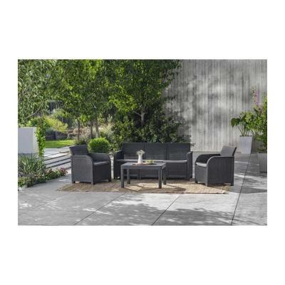 ALLIBERT by KETER   Salon de jardin SanRemo 5 places et table basse   imitation