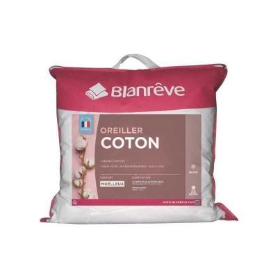 BLANREVE Lot de 2 Oreillers en coton   60 x 60 cm   Blanc