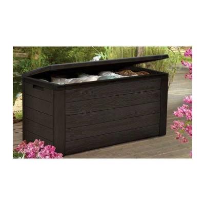 TOOD Malle de rangement en resine   300 L   Marron aspect bois   120 x 46 x 58