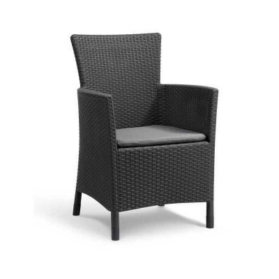 IOWA Fauteuil de jardin aspect rotin tresse Gris