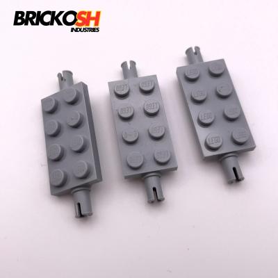 LEGO x3 30157 Plate Modified 2x4 Pins and Thin Angled Supports Light Bluish Gray