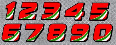 STICKER NUMERO COURSE RACING FLAG ITALIE MOTO CROSS AUTOCOLLANT STICKER NU002IT