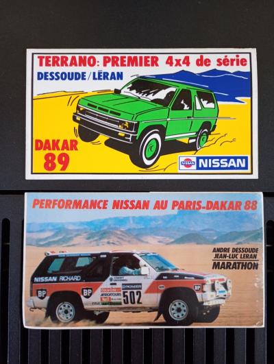 Lot 2 Autocollants Nissan Dessoude Paris Dakar 88 et 89