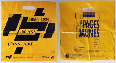 Lot de 2 sachets publicitaires France Telecom Les Pages Jaunes   1 autocollant