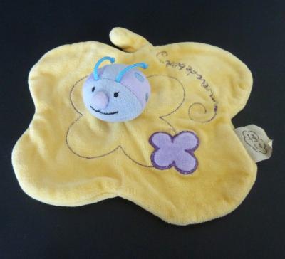 SE DOUDOU PLAT BEBEREVE UN REVE DE BEBE COCCINELLE jaune mauve violet 19x16 TTBE