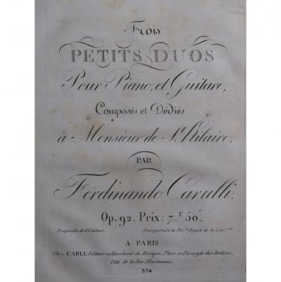 Carulli Ferdinando Three Little Duos Op 92 Piano Guitar CA1815
