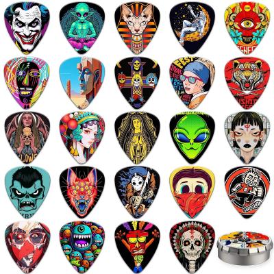 Lot de 24 m�diators de guitare fins, moyens, lourds-durs avec bo�te en m�tal,...