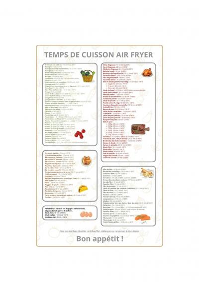 Temps de cuisson Air Fryer en fran�ais magn�tique accessoires pour friteuse �...