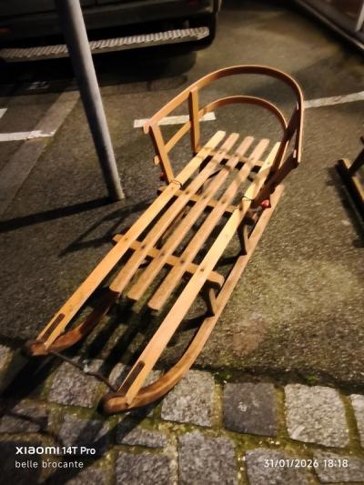 traineau ancienne luge alsacienne davos longueur 110 cm