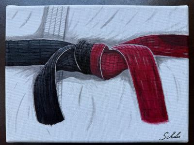 tableau judo ceinture blanche rouge 6e dan, a�kido, krav maga, karat� ou autre