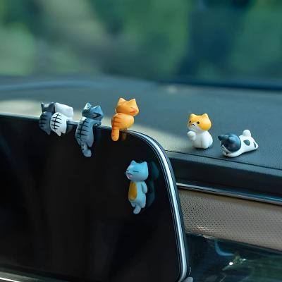 6 Pcs D�coration Voiture Int�rieure Chat Mignon,Figurines en R�sine pour Tabl...