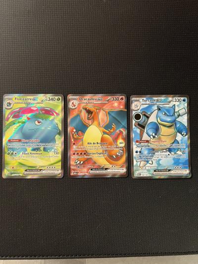 Lot Pok�mon Fr DRACAUFEU 183 FLORIZARRE 182 TORTANK 184 MEW 151 Full art NM-MT