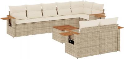 VidaXL Salon de Jardin avec Coussins 9 pcs, Canap�s de Terrasse, Ensemble de