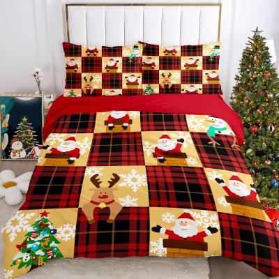 Literie de No�l,P�re Noel et �lan Bonhomme de Neige Rouge Housse de Couette,d...