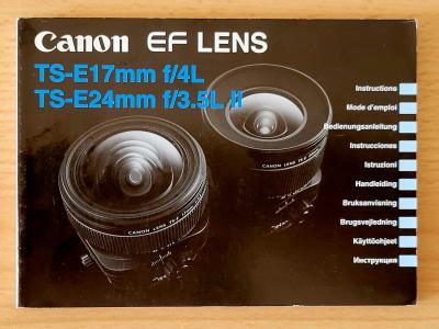 Canon original TS E 17mm, TS E 24mm Instructions