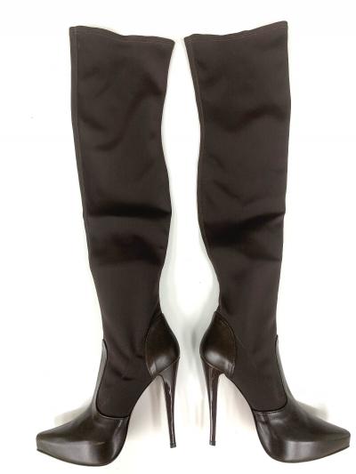 1969 OTK boots 14 cm 38 37 Brown stretch leather leder sandals high heels