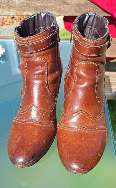 Petites bottines en cuir marron, pointure 38, Di Fontana