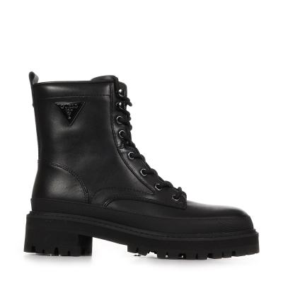 Chaussures Boots Guess femme Bada Noir Noire Cuir Lacets