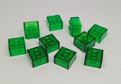 LEGO : Lot 10x Brique 2 x 2   R�f 3003 trans rouge   Set 21125 21146 21132 21137