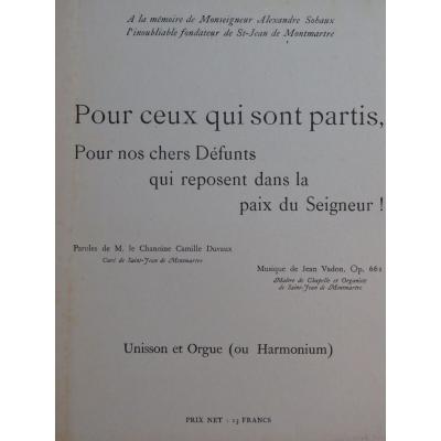 VADON Jeans Per Coloro Che Sono Partiti Chant Orgue O Harmonium 1945