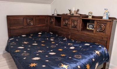 Meuble entourage de lit avec niches Art D�co ch�ne 120cm