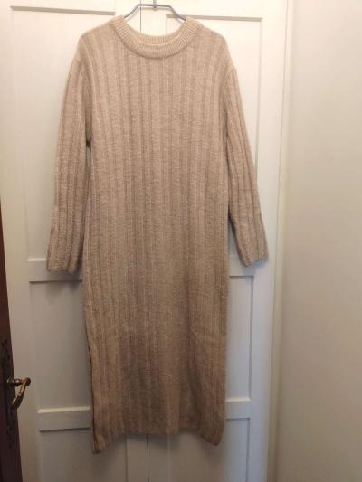 ROBE PULL MANGO TAILLE S - 38 EN MAILLE COULEUR BEIGE ROBE LONGUE ACRYLIQUE