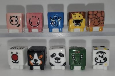 s�rie compl�te f�ves animaux cubes panda vache lion tortue crocodile cochon #40