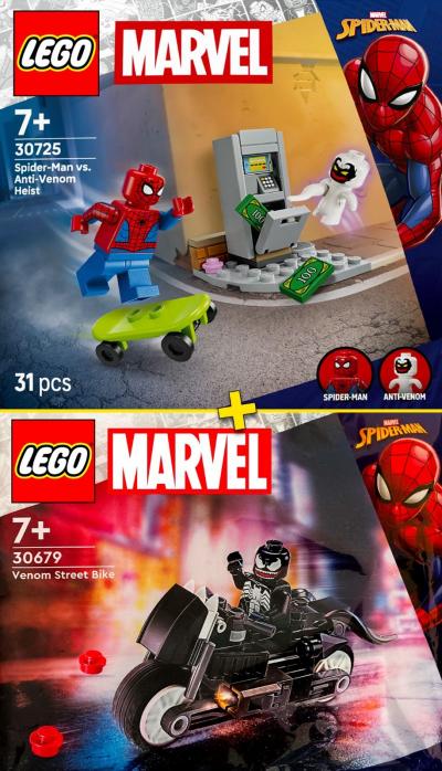 LEGO Spider Man #30679, #30725   Venom Street Bike   Anti Venom Heist   100% NEW