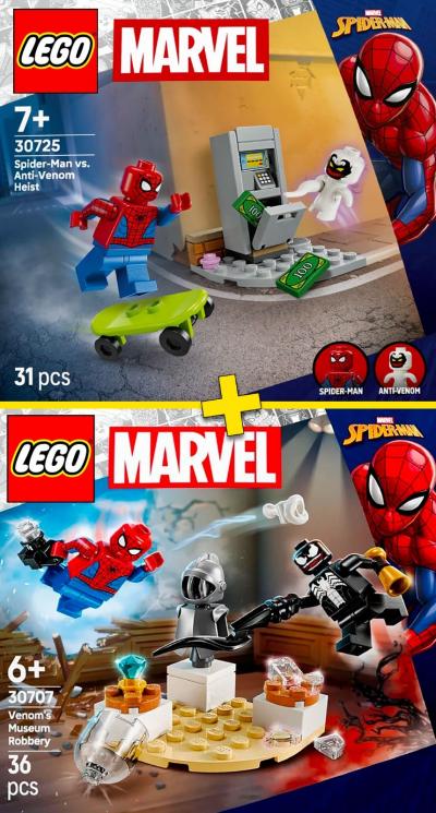 LEGO Spider Man #30707, #30725   Museum Robbery   Anti Venom Heist   100% NEW