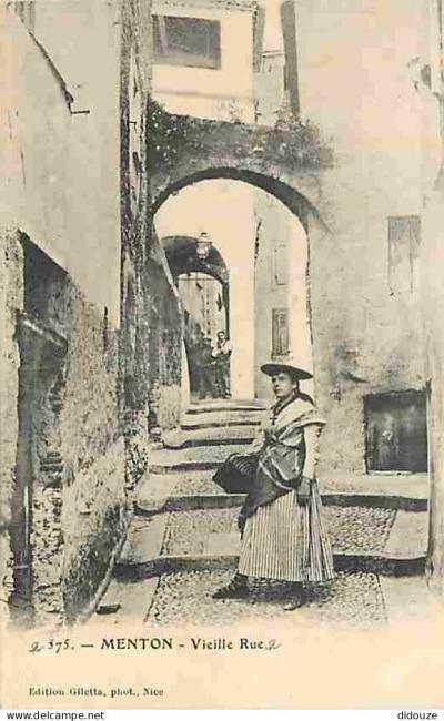 Carte Postale Ancienne   06   Menton   Vieille Rue   Anim�e   Folklore   Costume