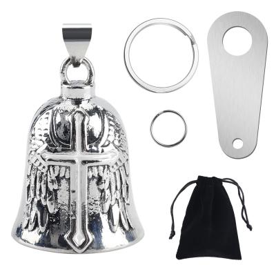 Sonnette de moto ange gardien, cloche portebonheur pour motard avec portecloc...
