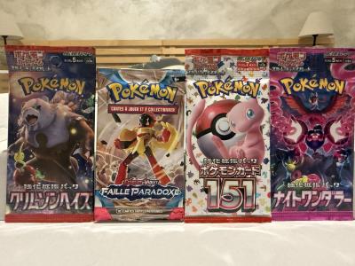 Lot 4 boosters Pok�mon scell�s   151 Japonais   mix s�ries   Lot 14